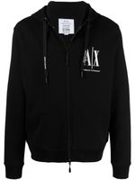 Armani Exchange hoodie à lien de resserrage - Noir