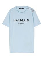 Balmain Kids t-shirt en coton à logo imprimé - Bleu