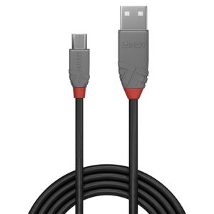 Lindy 36734 Anthra Line USB-kabel 3 m USB A Micro-USB B Mannelijk Zwart, Grijs