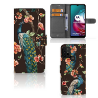 Motorola Moto G10 | G20 | G30 Telefoonhoesje met Pasjes Pauw met Bloemen