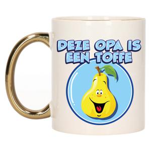 Cadeau koffie/thee mok voor Opa - goud - toffe Opa - keramiek - 300 ml