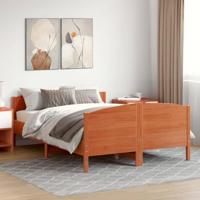 vidaXL Bedframe met hoofdbord grenenhout wasbruin 140x200 cm, bed, slaapkamermeubel, houten bed, tweepersoonsbed, houten bedframe, bedbodem