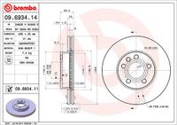 Remschijf BREMBO, Remschijftype: Binnen geventileerd, u.a. für VW, Ford, Seat