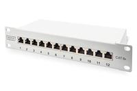 DIGITUS Cat-6A patch-paneel - 12 poorten - RJ45-aansluitingen - 10-inch rack mount 1HE - LSA verdelerveld - afgeschermd - grijs