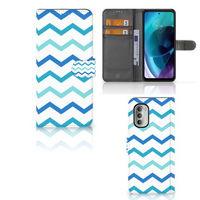 Motorola Moto G51 5G Telefoon Hoesje Zigzag Blauw - thumbnail