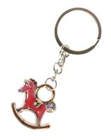 LG Imports sleutelhanger schommelpaard 2,5 x 3 cm staal rood