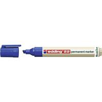 edding 22 permanente markers, blauw, 1 stift, wigvormige punt 1-5 mm, sneldrogende permanente marker, waterbestendig, veegvast, voor karton, kunststof, hout, metaal, universele marker