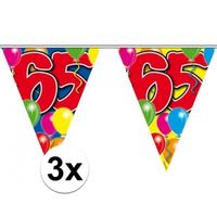 3x Leeftijd vlaggenlijnen 65 jaar 10 meter - thumbnail