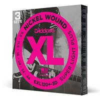 D'Addario EXL120+ nikkelgewonden elektrische gitaarsnaren, Super Light Plus, 9.5-44, 3 Sets