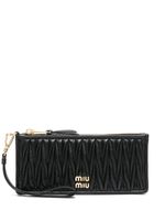 Miu Miu porte-monnaie en cuir à plaque logo - Noir