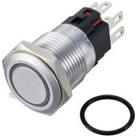 TRU COMPONENTS TC-12647516 Druktoets 250 V/AC 3 A 1x uit/(aan) IP65 RGB Moment Messing (verchroomd) 1 stuk(s)