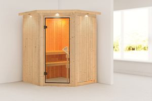 Karibu | Nanja Sauna met Dakkraag | Bronzeglas Deur