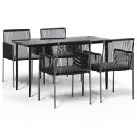 vidaXL 5-delige Tuinset met kussens poly rattan en staal zwart, tuin set, tuinmeubel set, tuin tafel, tuinmeubelset, tuintafel, tuinstoel, tuin stoel