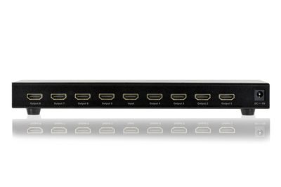 Digitus DS-43302 8 poorten HDMI-splitter Met metalen behuizing, Ultra HD-geschikt, Met aluminium behuizing, LED-weergave 1920 x 1200 Pixel Zwart