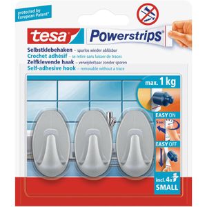 9x Tesa Powerstrips ovale haken chroom small klusbenodigdheden