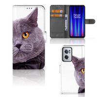 OnePlus Nord CE 2 Telefoonhoesje met Pasjes Kat