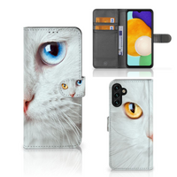 Samsung Galaxy A04s | Samsung Galaxy A13 5G Telefoonhoesje met Pasjes Witte Kat