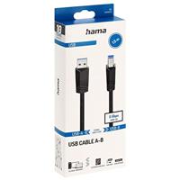 Hama USB-kabel USB 3.2 Gen1 (USB 3.0 / USB 3.1 Gen1) USB-A stekker, USB-B stekker 1,50 m zwart 0020