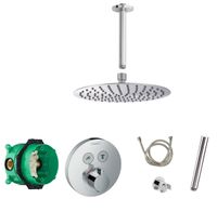 Hansgrohe Shower Select inbouw douchekraan rond met Saniclear Talpa 20cm douchekop en plafondarm regendouche chroom - thumbnail