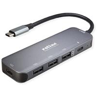 ROLINE USB 3.2 Gen 2 Hub, 4x, Type-C aansluitkabel