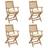 vidaXL Tuinstoelen 4 st inklapbaar met kussens massief acaciahout