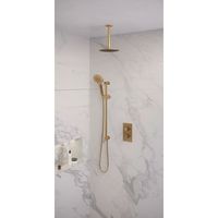 Regendoucheset Inbouw Brauer Gold Edition Thermostatisch 20 cm met 3-Weg Omstelling, Plafondarm, Glijstang en Handdouche 3-Standen Geborsteld Goud - thumbnail