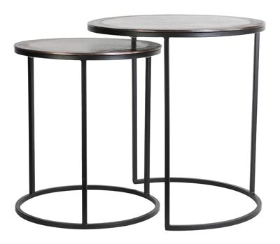 Light & Living Bijzettafel 'Talca' Set van 2 stuks, 40/50cm, kleur Antiek Koper/Zwart