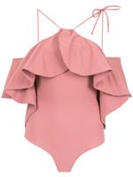 Amir Slama ruffled swimsuit - Tons neutres - thumbnail