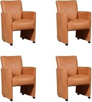 Set van 4 Oranje leren moderne eetkamerfauteuils Elegant - Kenia Leer Rost (oranje leer) - thumbnail