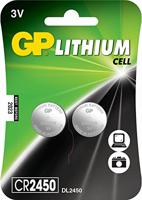 GP 0602450 C2 lithiumknoopbatterij CR2450, 3 V, blisterverpakking van 2 stuks