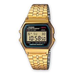 Casio A159WGEA-1EF Horloge Kwarts (l x b x h) 36.8 x 32.2 x 8.2 mm Goud Materiaal (behuizing): Hars Materiaal (armband): RVS