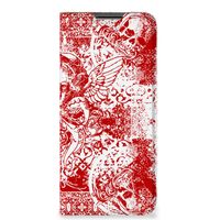 Mobiel BookCase OPPO A54 5G | A74 5G | A93 5G Angel Skull Rood