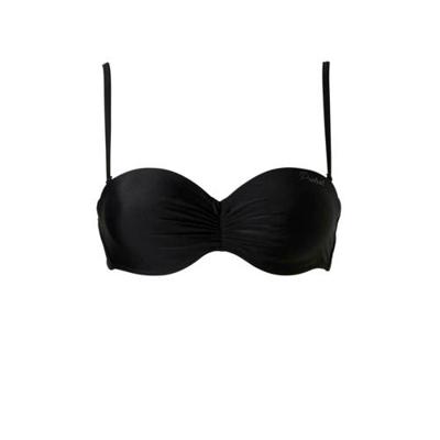 Protest strapless bandeau bikinitop Deelite B-cup met plooien zwart Protest strapless bandeau bikinitop Deelite B-cup met plooien zwart