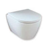 Royal Plaza Primo Toiletset - 48.5cm - hangend - spoelrandloos - diepspoel - verkort - met zitting - softclose - quick release - wit SW395613/SW800088 - thumbnail