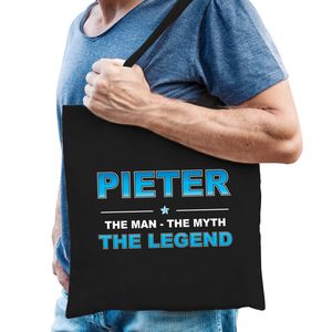 Naam Pieter The Man, The myth the legend tasje zwart - Cadeau boodschappentasje