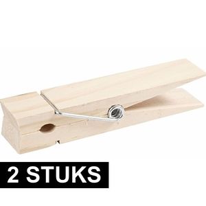 2x Mega knijper van hout 15 cm   -