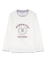 Brunello Cucinelli Kids layered logo-print cotton T-shirt - Blanc