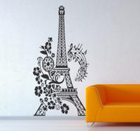 Eiffel toren bloemen muziek sticker - thumbnail