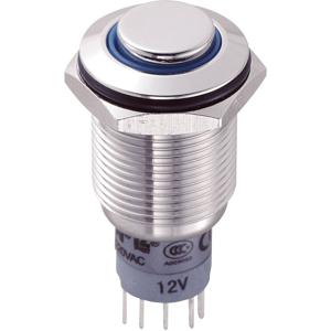 TRU COMPONENTS 701921 LAS2GQH-11E/B/12V/S/P Vandalismebestendige druktoets 250 V/AC 3 A 1x aan/(aan) Moment Blauw 1 stuk(s)