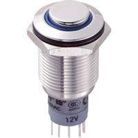 TRU COMPONENTS 701921 LAS2GQH-11E/B/12V/S/P Vandalismebestendige druktoets 250 V/AC 3 A 1x aan/(aan) Moment Blauw 1 stuk(s) - thumbnail