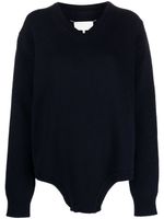 Maison Margiela pull en laine à logo brodé - Bleu