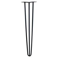 Set zwarte massieve 3-punt hairpin tafelpoot 71 cm (set van 4 stuks)