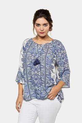 Ulla Popken Tuniek, A-lijn, 3/4 mouwen met volant - Grote Maten