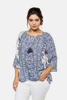 Ulla Popken Tuniek, A-lijn, 3/4 mouwen met volant - Grote Maten