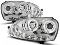 Tuning-Tec Koplampen dual halo rims voor VW GOLF 5 10 03-09 ANGEL EYES CHROOM