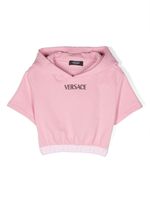 Versace Kids hoodie crop à logo à ornements - Rose