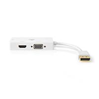 DisplayPort-Adapter - DisplayPort Male - DVI-D 24+1-Pins Female/HDMI Female/VGA Female 15p - 4K@60Hz - Verguld - Schakelbaar - 0.20 m - Rond - ABS - ABS - Wit - Blister