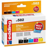 Edding Inktcartridge vervangt Epson 33XL, T3357, T3351, T3361, T3362, T3363, T3364 Compatibel Combipack Zwart, Foto zwart, Cyaan, Magenta, Geel EDD-582 18-582 - thumbnail