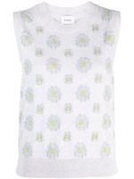 Barrie floral-embroidered sleeveless top - Gris