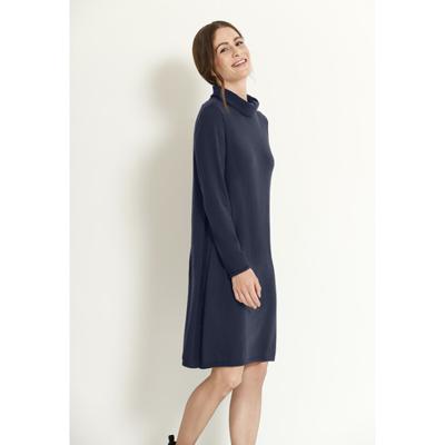 Gebreide jurk uit bio-Merino/katoenmix met wijde col, noten 38